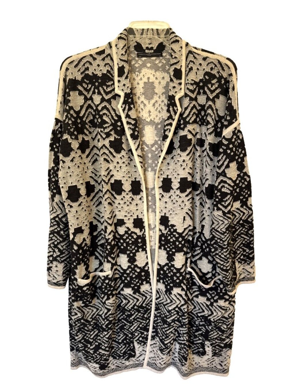 Peruvian Connection 100% Pima Cotton Open Front Tunic Cardigan Sweater Size XL